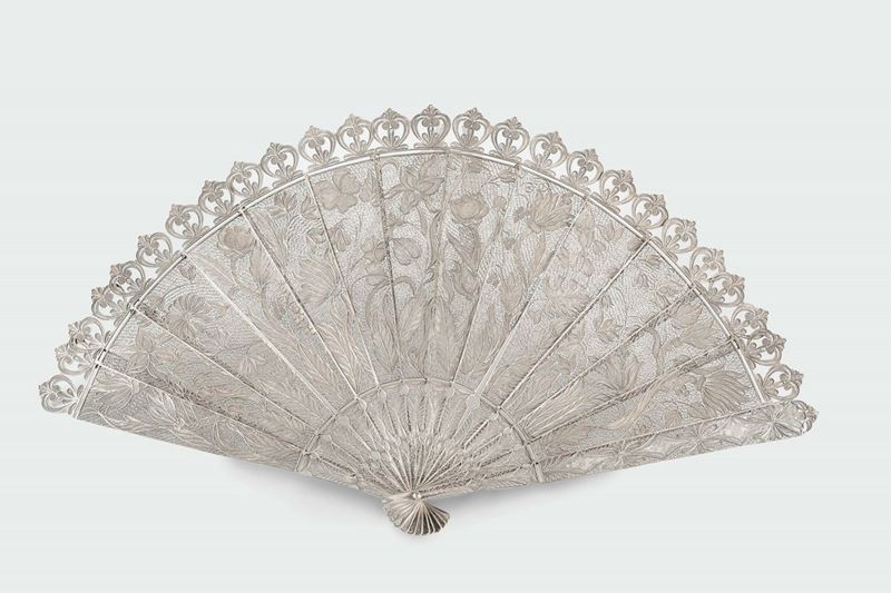 A silver filigree fan, Genoa 19th-20th century  - Auction Silver an a Filigrana Collection - II - Cambi Casa d'Aste