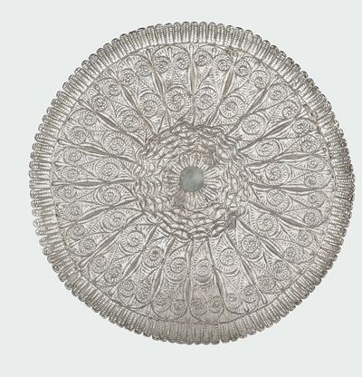 Grande Piatto in Filigrana D'argento, Medio Oriente (persia) XIX-XX Secolo