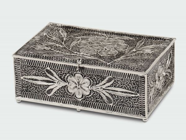 A silver filigree jewel box, Genoa 20th century