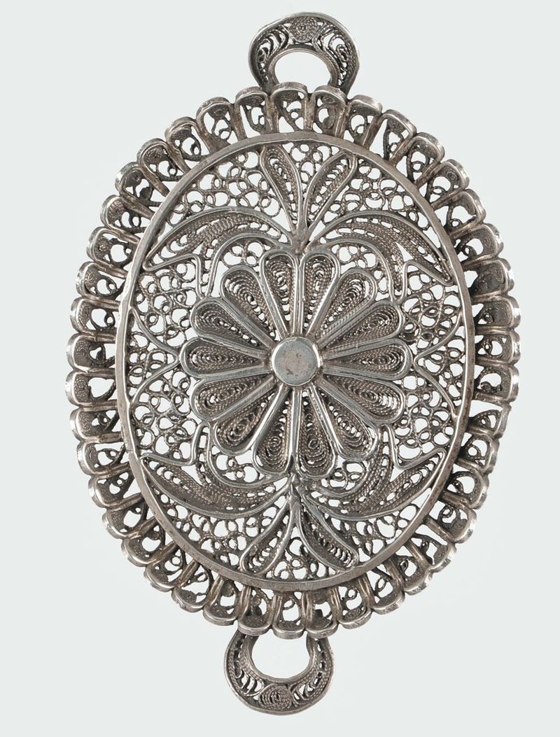 An oval silver filigree tray model, Genoa 19th-20th century  - Auction Silver an a Filigrana Collection - II - Cambi Casa d'Aste