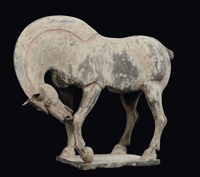 Cavallo in Terracotta Dipinta, Cina, Dinastia Tang (618-906)