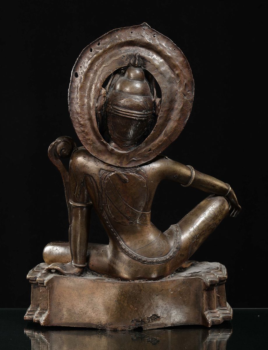 Padmapani in Bronzo con Inserti D'argento sugli Occhi, Nepal, XVIII Secolo
