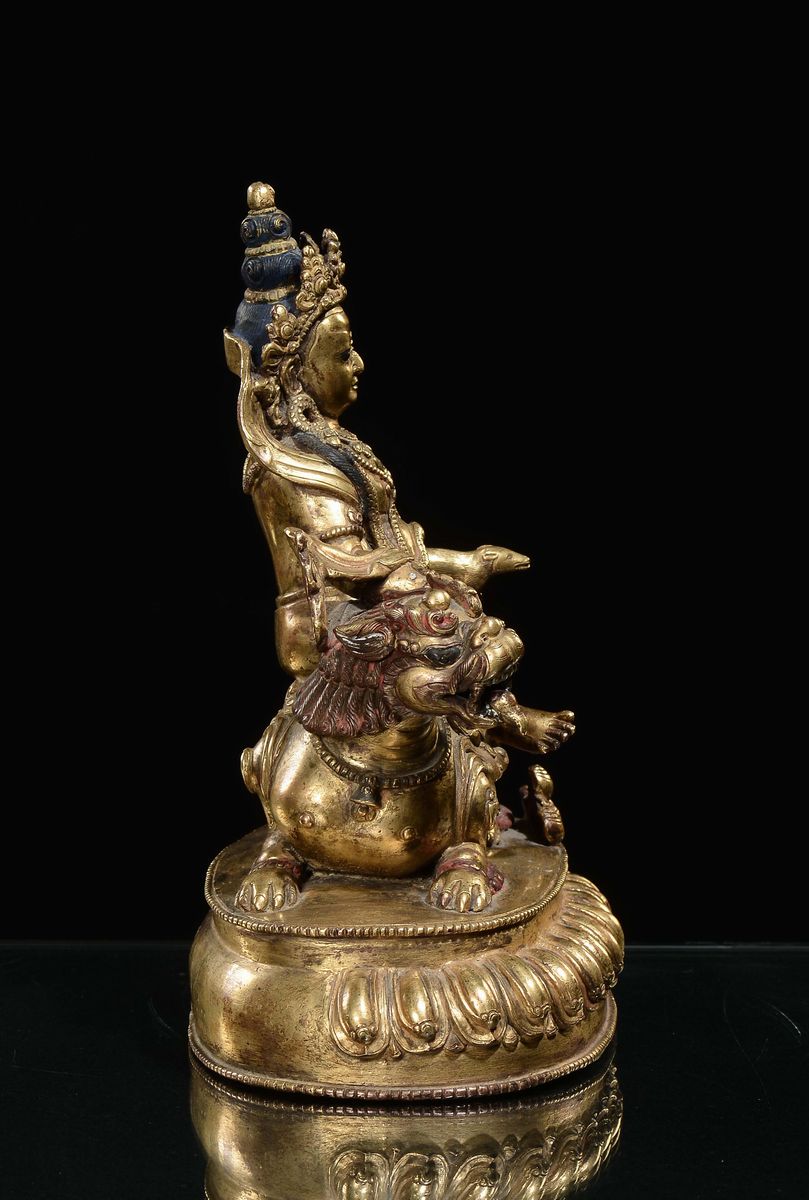 Vaisravana in Bronzo Dorato, Tibet, XVIII Secolo