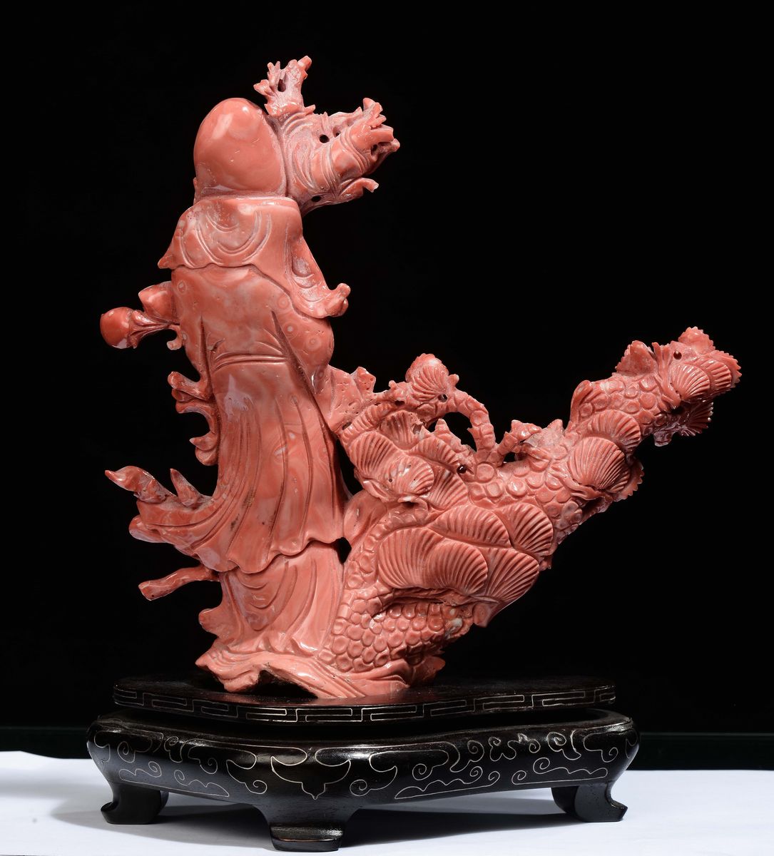 Gruppo in Corallo con Saggio e Fanciulli, Cina, Dinastia Qing, Fine XIX Secolo