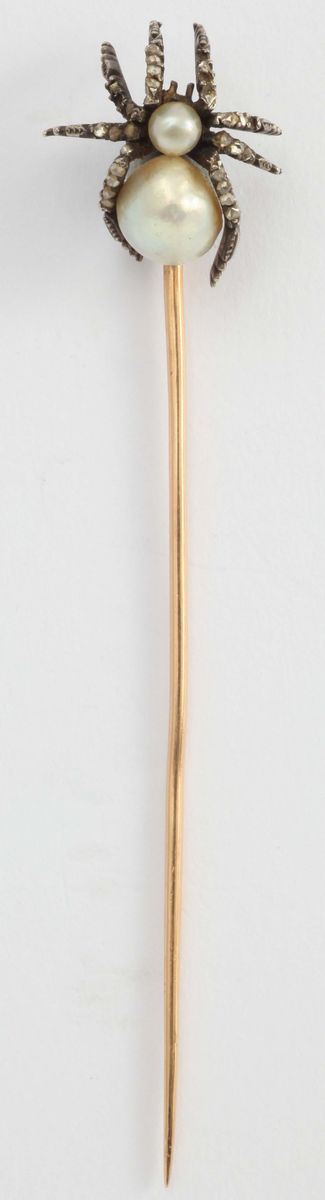 A natural pearl tie-pin  - Auction Fine Jewels - I - Cambi Casa d'Aste