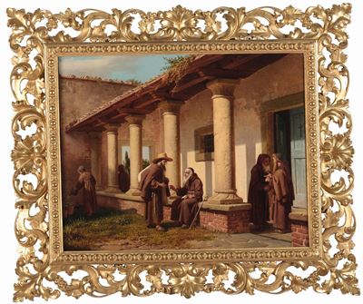 Gaetano Chierici (1819 - 1886)frati nel Chiostro