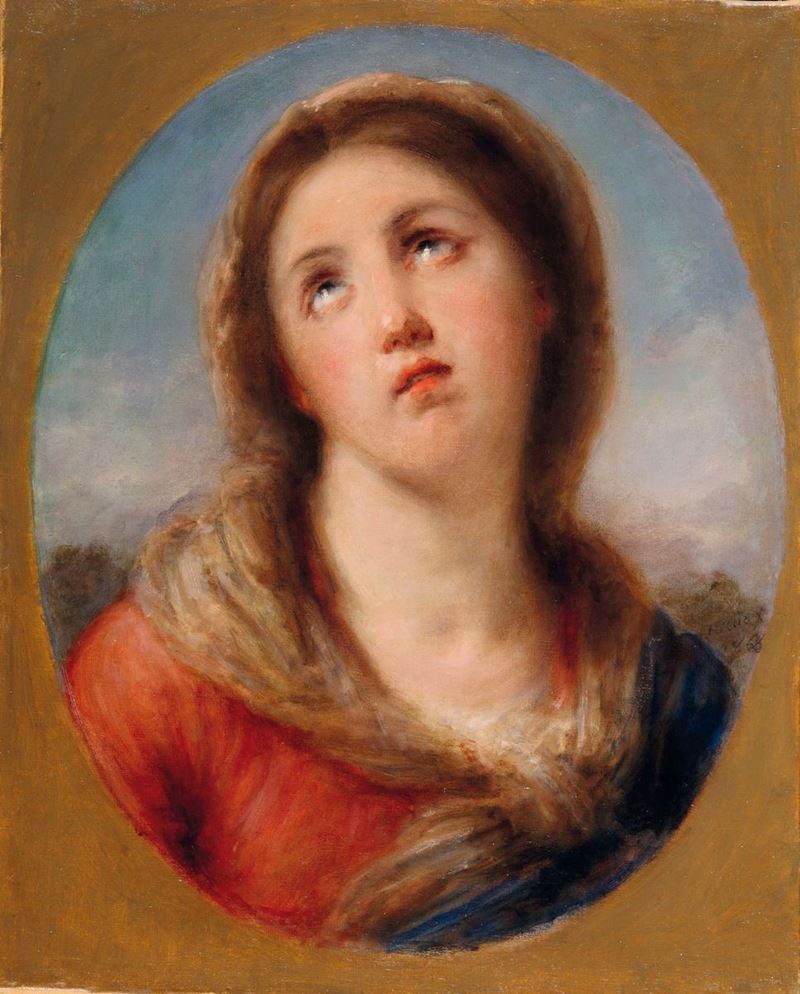 Giovanni Carnovali detto il Piccio (1804-1873) Vergine Adorante, 1868  - Asta Dipinti del XIX e XX secolo - Cambi Casa d'Aste