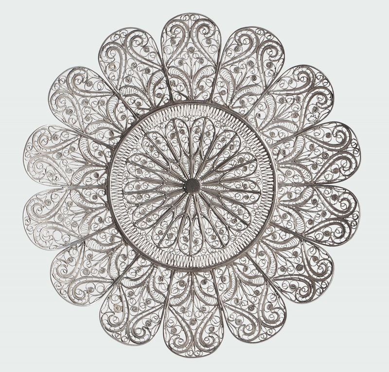 A small silver filigree dish, Genoa 20th century  - Auction Silver an a Filigrana Collection - II - Cambi Casa d'Aste