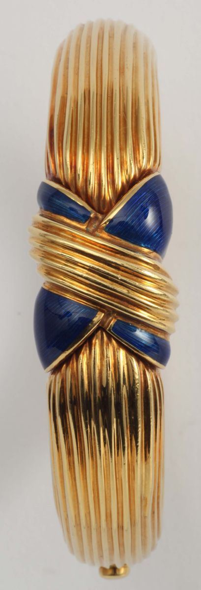 Tiffany, a blue enamel and gold bracelet