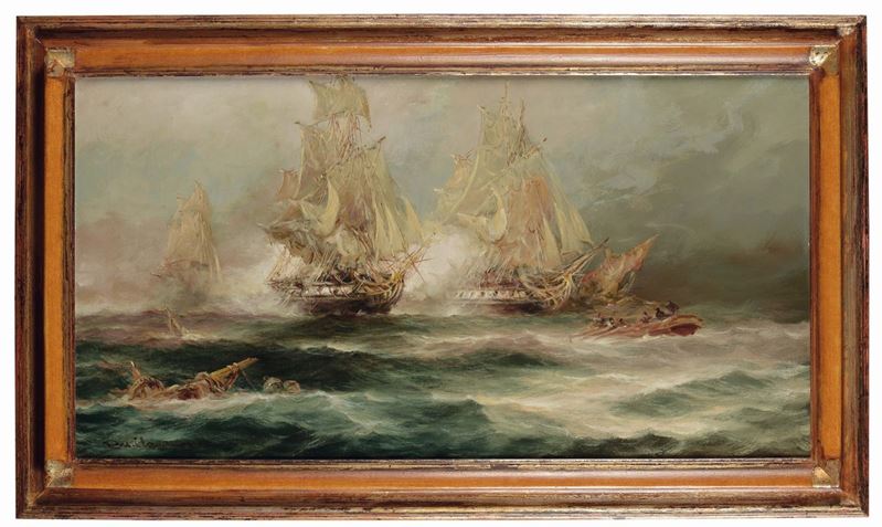 Rudolph Claudus Battaglia navale  - Auction Fine Arts from refined private house - Cambi Casa d'Aste