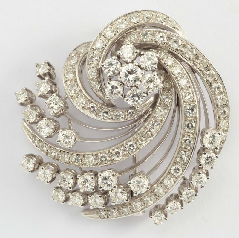 A diamond and gold spray brooch  - Auction Fine Jewels - I - Cambi Casa d'Aste