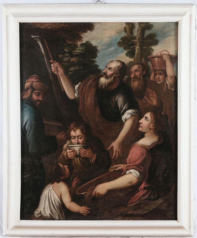 Scuola Genovese del XVII secolo Mosè fa scaturire l'acqua dalla roccia  - Auction Old Masters Paintings - Cambi Casa d'Aste