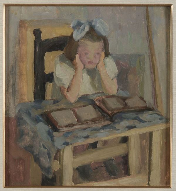 Pietro Dodero (1882-1967) Figura di fanciulla con libri