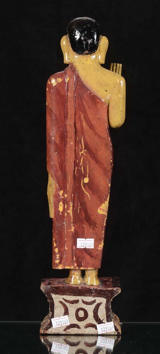 Figura di Divinità in Legno Laccato in Policromia, India, XX Secolo