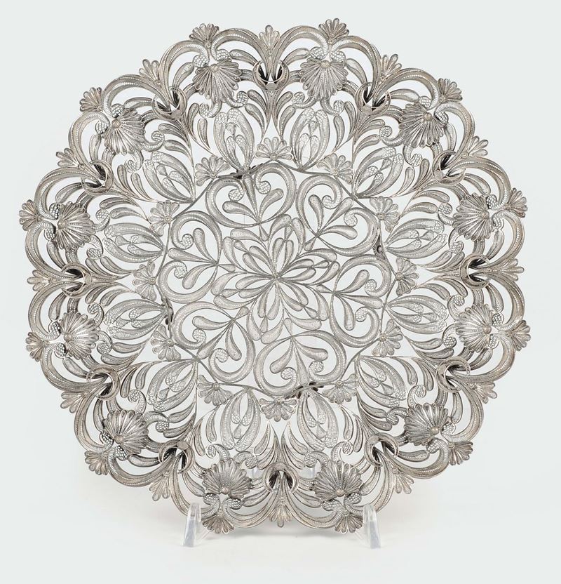 A silver filigree basket, Genoa 19th century  - Auction Silver an a Filigrana Collection - II - Cambi Casa d'Aste