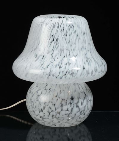 Lampada da Tavolo in Vetro Bianco a Fungo