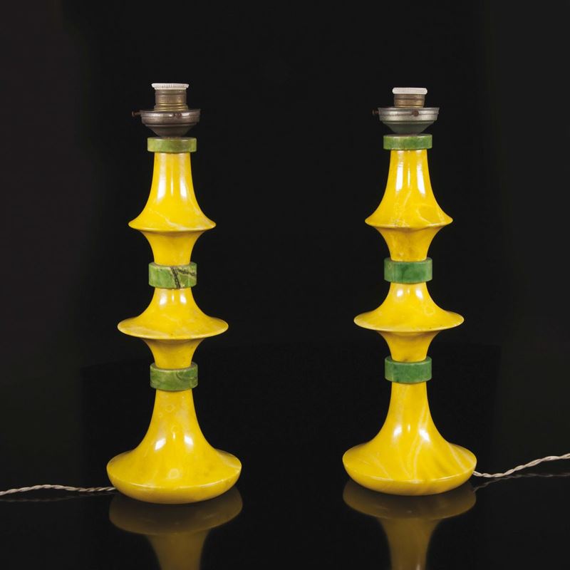 Coppia di lampade da tavolo in alabastro  - Auction Design - Cambi Casa d'Aste
