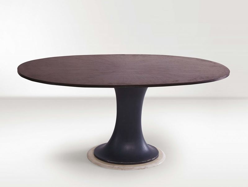 Tavolo in legno con base in marmo  - Asta Design - Cambi Casa d'Aste