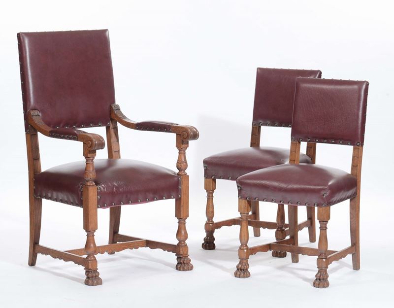 Due sedie e una poltroncina  - Asta Arredi dalle dimore degli eredi Ercole Marelli e altre provenienze - Cambi Casa d'Aste