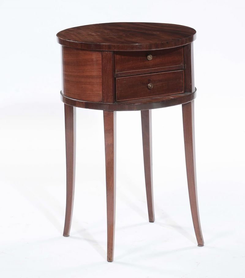 Tavolino a tamburo in mogano con cassetti, Francia,periodo Luigi XVI  - Auction Time Auction 1-2015 - Cambi Casa d'Aste