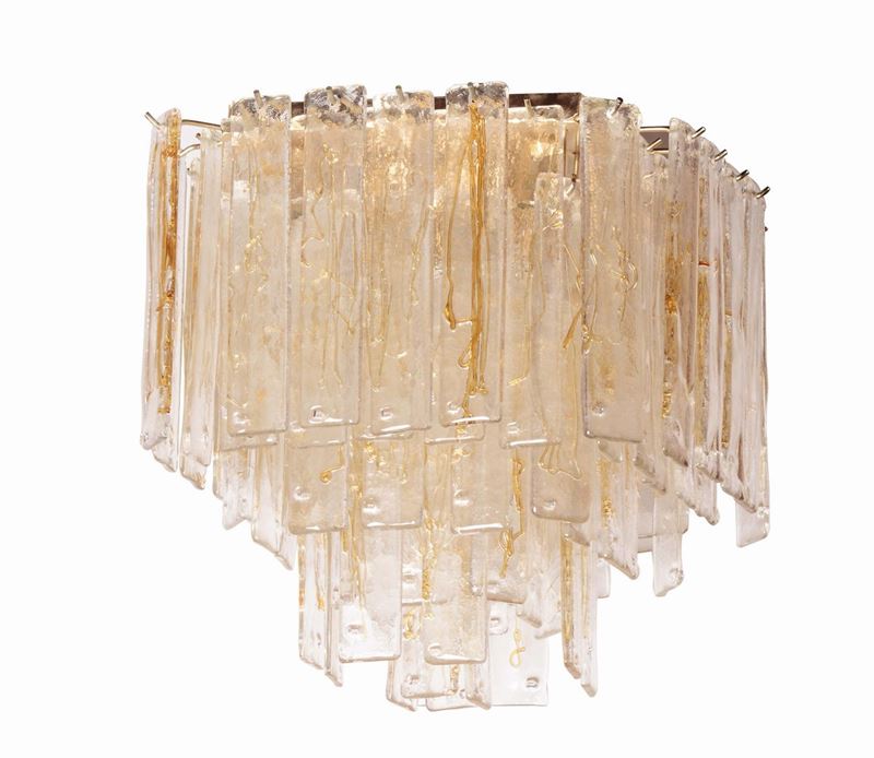 Lampadario con struttura in metallo dorato a 8 luci  - Auction Design - Cambi Casa d'Aste