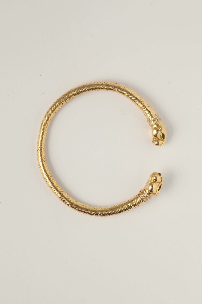 Cartier. A Panthère gold bangle. Mounted in yellow gold 750/1000. Numbered and signed  - Auction Fine Jewels - Cambi Casa d'Aste