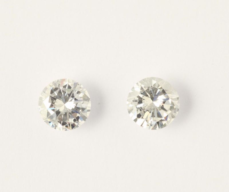 Coppia di diamanti di ct 1,40 e ct 1,33  - Asta Fine Jewels - I - Cambi Casa d'Aste