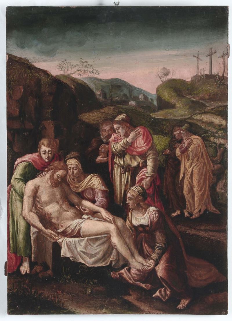 Scuola Romana dell’inizio del XVII secolo Deposizione di Cristo  - Auction Old Masters Paintings - Cambi Casa d'Aste