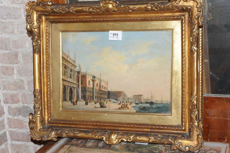 Scuola dell'inizio del XIX secolo Veduta di Venezia  - Auction Fine Arts from refined private house - Cambi Casa d'Aste