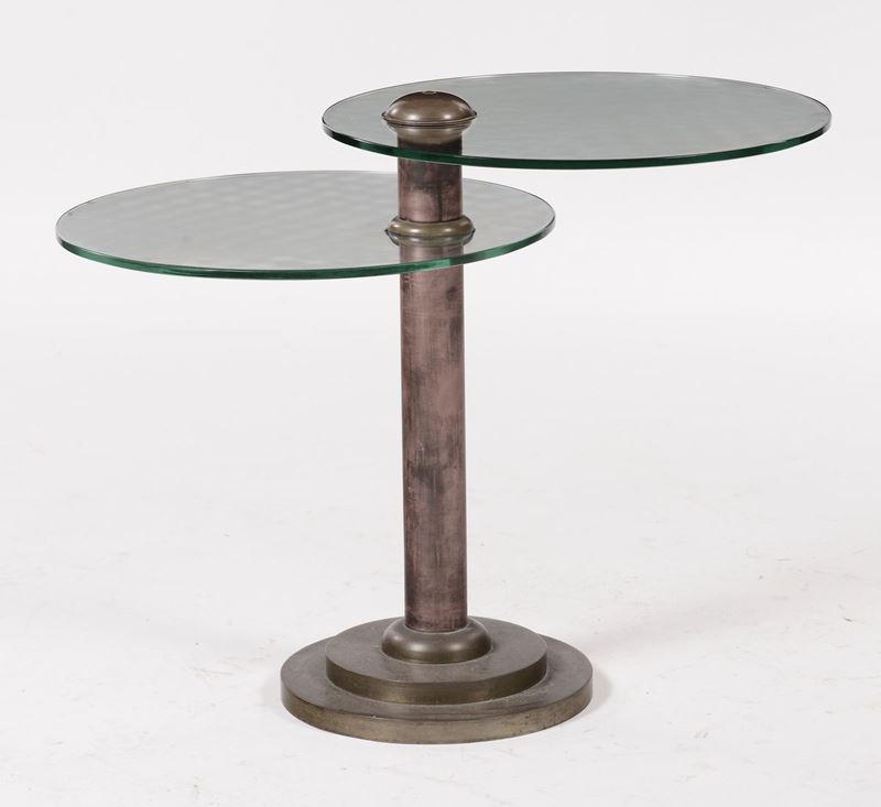 Tavolino in ottone con due ripiani rotanti in vetro  - Asta Arti Decorative del Novecento - II - Cambi Casa d'Aste
