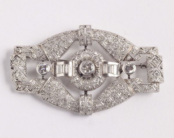 A platinum diamond brooch