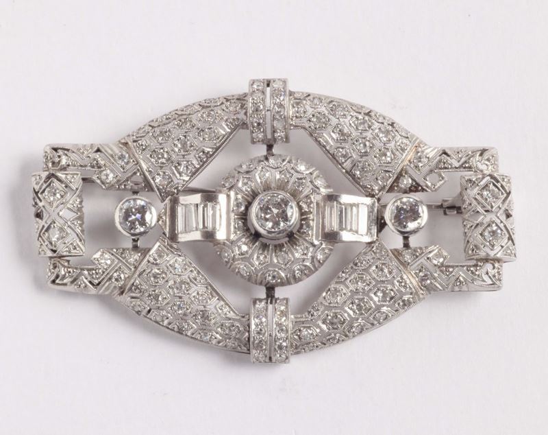 A platinum diamond brooch  - Auction Fine Jewels - I - Cambi Casa d'Aste