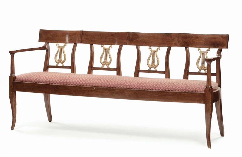 Divanetto in noce a quattro posti  - Auction Fine Arts from refined private house - Cambi Casa d'Aste