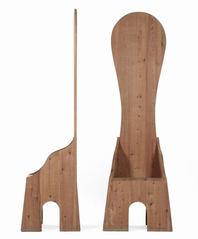 Mario Ceroli (1938)coppia di Seggiloni, 1974-75