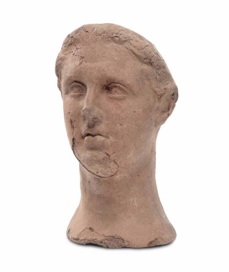 Testa maschile fittile, Lazio o Campania III secolo a.C.  - Auction Fine Arts from refined private house - Cambi Casa d'Aste
