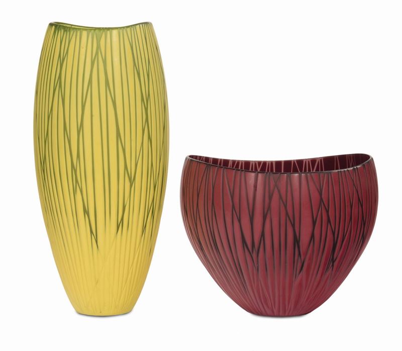 Lotto di due vasi Venini in vetro  - Auction Fine Arts from refined private house - Cambi Casa d'Aste