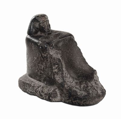 Rara Statua Cubo in Basanite Scolpita, Egitto Medio Regno (1987.1640 a.C.) o Prodotto Arcaicizzan...