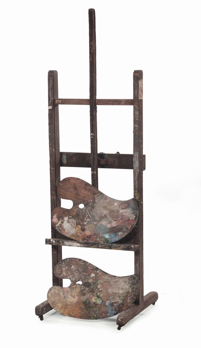 Cavalletto e due tavolozze del pittore Gianni Vagnetti  - Auction Fine Arts from refined private house - Cambi Casa d'Aste