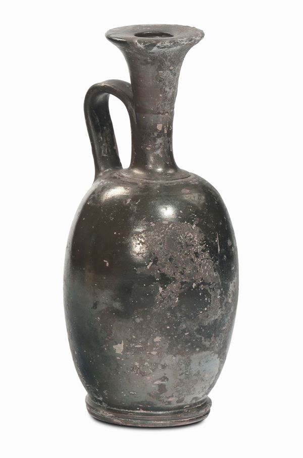 Lekythos a vernice nera, ceramica campana IV-III secolo a.C: