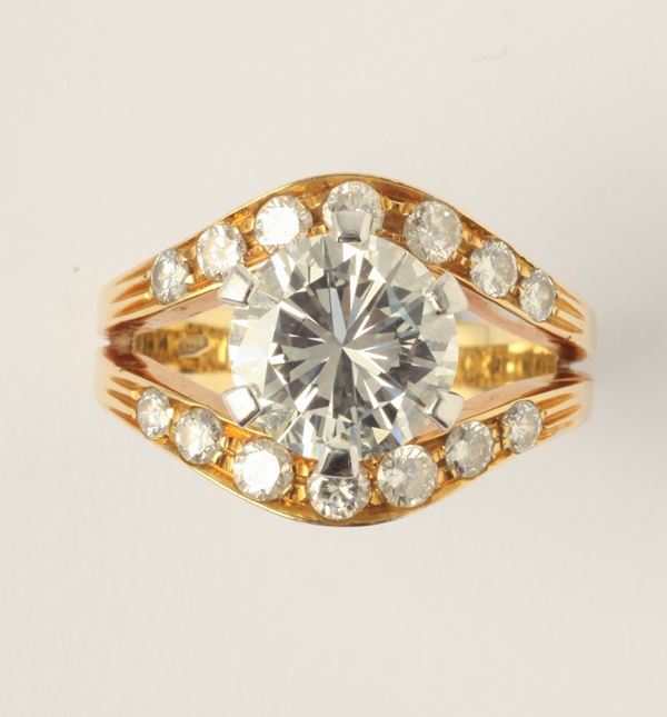 A diamond single-stone ring. Diamond weight ct 2,52 circa