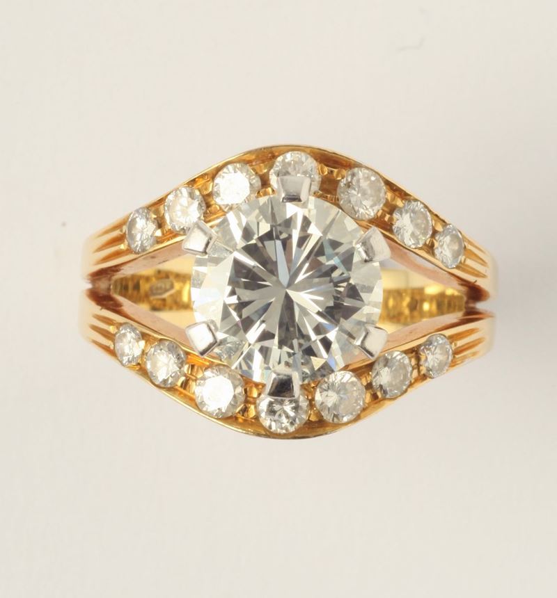 A diamond single-stone ring. Diamond weight ct 2,52 circa  - Auction Fine Jewels - I - Cambi Casa d'Aste