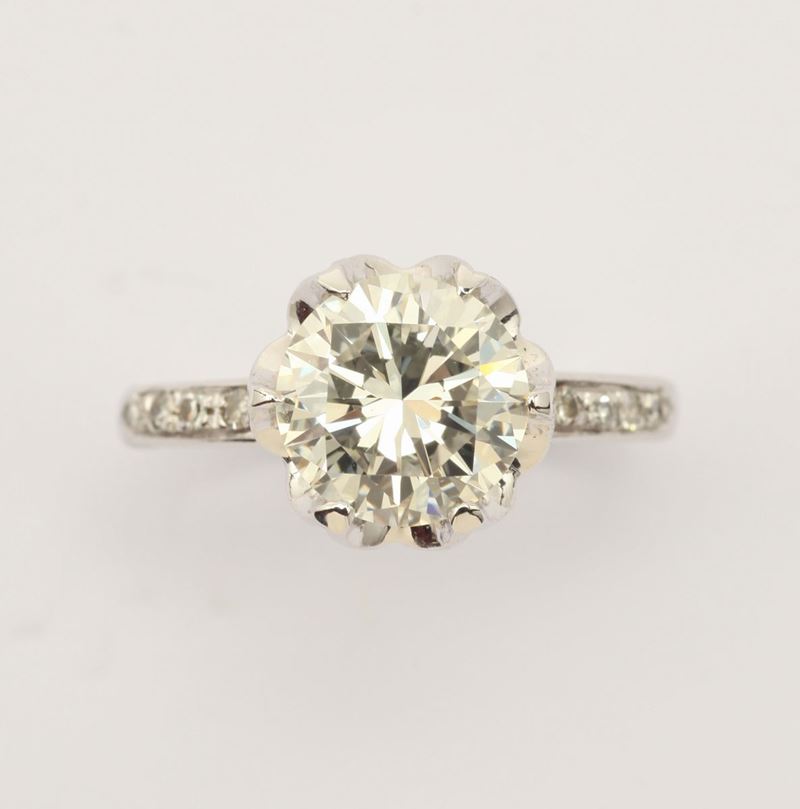 A diamond single-stone ring. Diamond weight ct 2,34 circa  - Auction Fine Jewels - I - Cambi Casa d'Aste