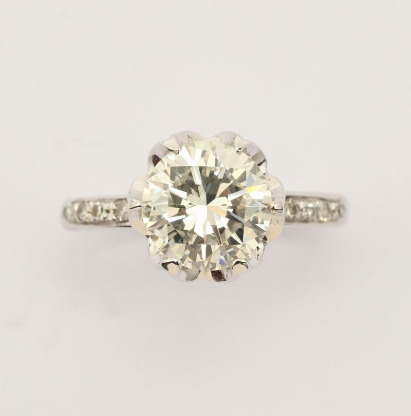 Solitaire con diamante di ct 2,34  - Asta Fine Jewels - I - Cambi Casa d'Aste