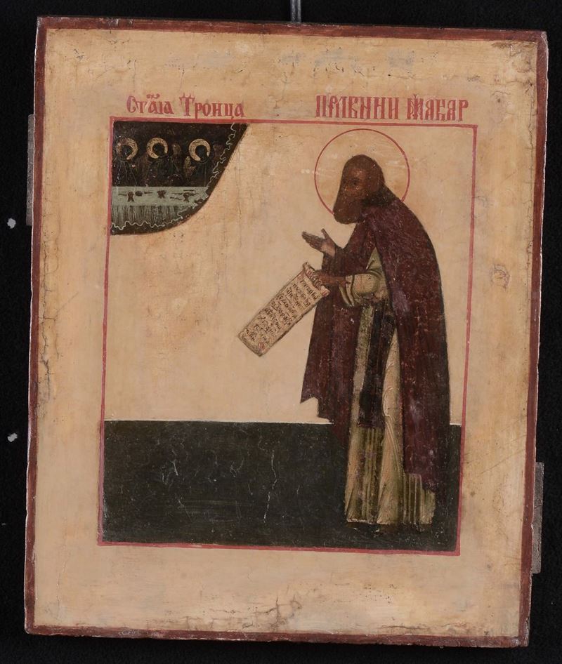 Icona raffigurante San Sergio di Radonez, Russia XIX secolo  - Asta Dipinti Antichi - Cambi Casa d'Aste