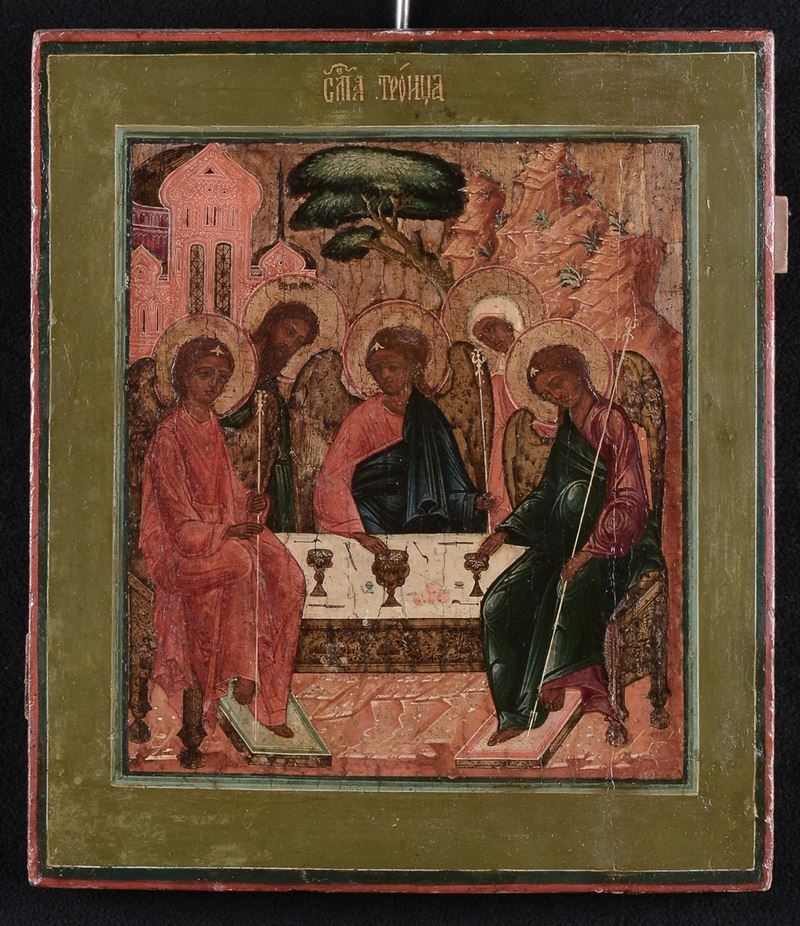 Icona raffigurante La Pentecoste, XVIII secolo  - Asta Dipinti Antichi - Cambi Casa d'Aste