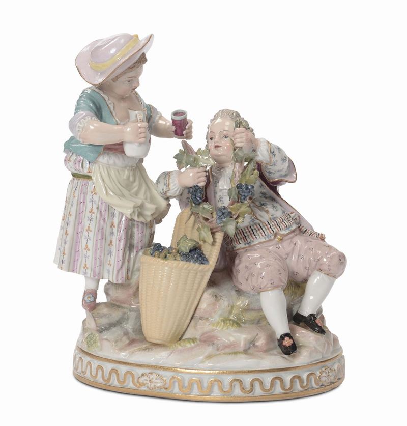 Gruppo in porcellana raffigurante contadini, Meissen XIX secolo  - Auction Fine Art Selection - II - Cambi Casa d'Aste