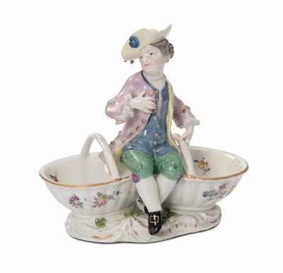 Saliera in Porcellana con Giovinetto, Meissen XVIII Secolo
