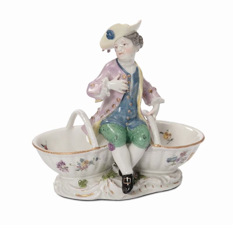 Saliera in porcellana con giovinetto,  Meissen XVIII secolo  - Auction Fine Art Selection - II - Cambi Casa d'Aste