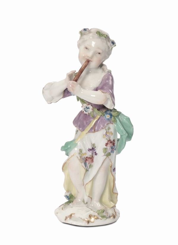Dama con flauto in porcellana, Meissen XVIII secolo