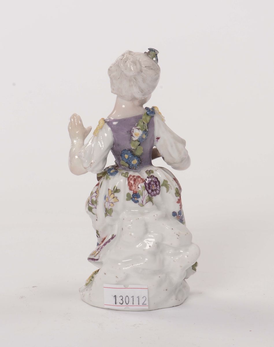 Dama Seduta in Porcellana Policroma, Meissen XVIII Secolo